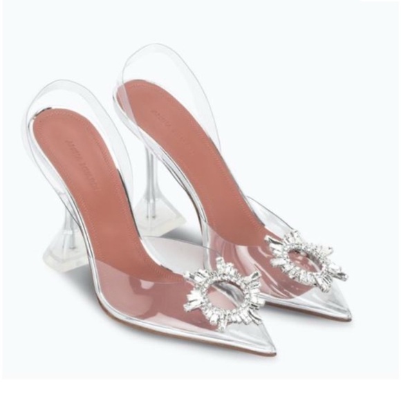 Amina Muaddi Shoes - Amina Muaddi Begum Clear Crystal Slingback Pumps 36.5=6.5